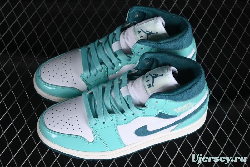 Nike Air Jordan 1 Mid "Bleached Turquoise" Casual Sneakers - DZ3745-300