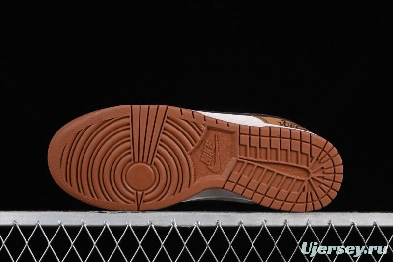 Nike SB Dunk Low LV Collaboration - Brown Black Monogram Anniversary High-End Custom Low-Top Casual Skate Shoes - DQ1098-342