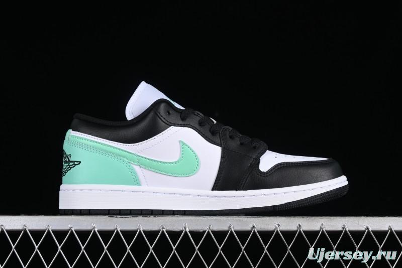 Nike Air Jordan 1 Low Retro Basketball Shoes in Mint Green and Black - 553558-131