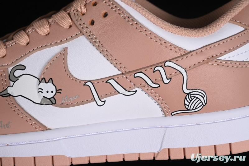 Nike Dunk Low SB Casual Sneakers with Knit Cat and Rose Pink Design - DD1503-118