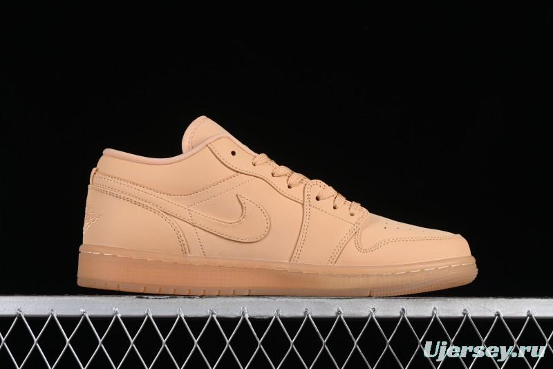 Nike Air Jordan 1 Low AJ1 Lifestyle Basketball Shoes in Warm Yellow with Gum Sole - FZ3972-294