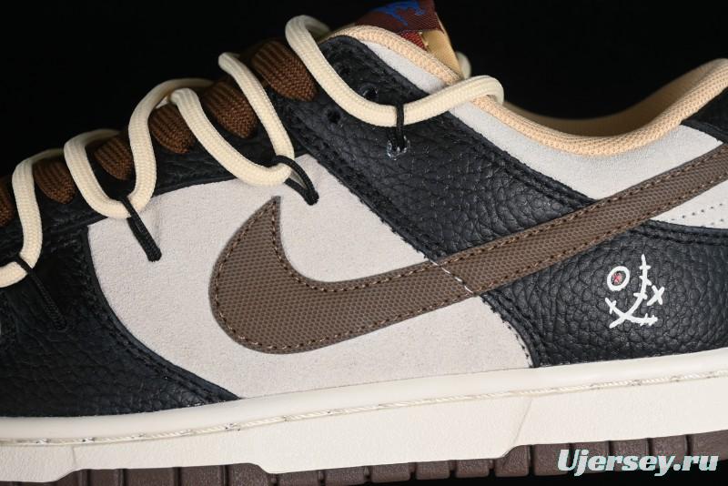 Nike Dunk Low "Mars Stone" Witch Puppet Themed SB Lace-Up Low-Top Casual Sneakers in Black/Mocha Brown - DR9704-200