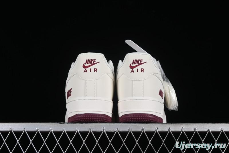 Nike Air Force 1 '07 Low "NIKE" Triple Swoosh Series White Wine Red Classic Casual Sneakers - TV2306-258