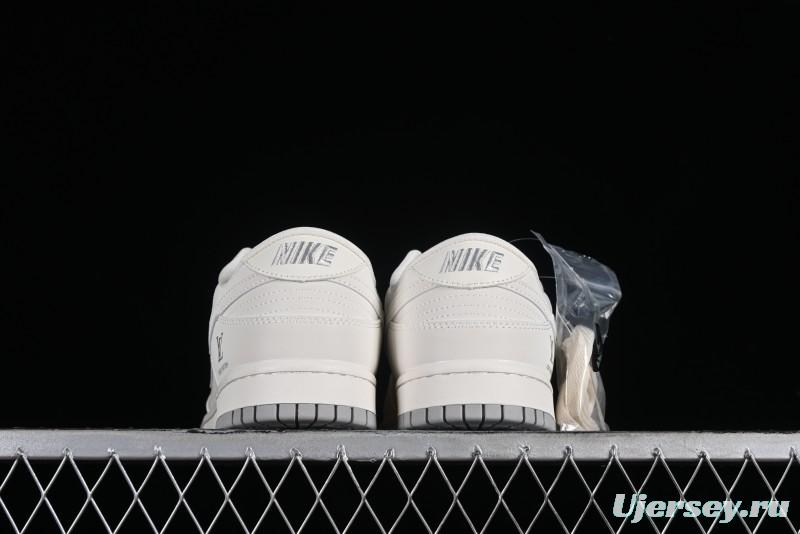 Nike SB Dunk Low LV Collaboration - Double Swoosh Beige Grey Anniversary High-End Custom Low-Top Casual Sneakers - FC2025-306