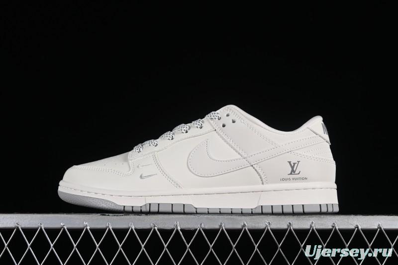 Nike SB Dunk Low LV Collaboration - Double Swoosh Beige Grey Anniversary High-End Custom Low-Top Casual Sneakers - FC2025-306