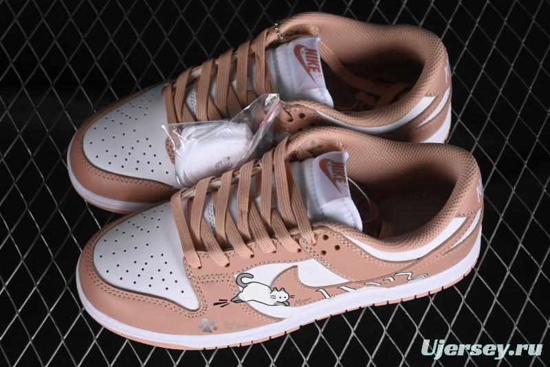 Nike Dunk Low SB Casual Sneakers with Knit Cat and Rose Pink Design - DD1503-118