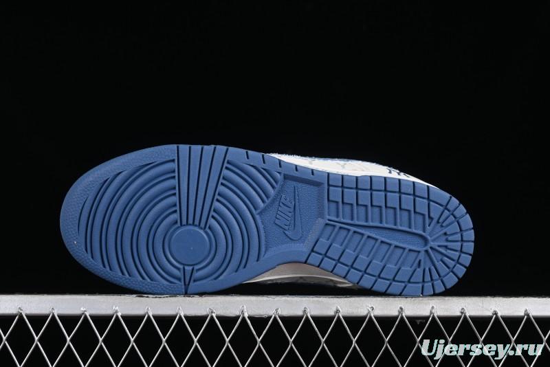 Nike SB Dunk Low MLB Collaboration - Blue Denim Anniversary Custom Low-Top Casual Sneakers - DQ1098-348