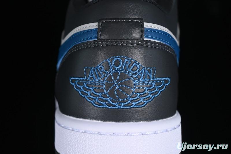 Nike Air Jordan 1 Low AJ1 Black Grey Blue Swoosh Low-Top Lifestyle Basketball Shoes - DC0774-040