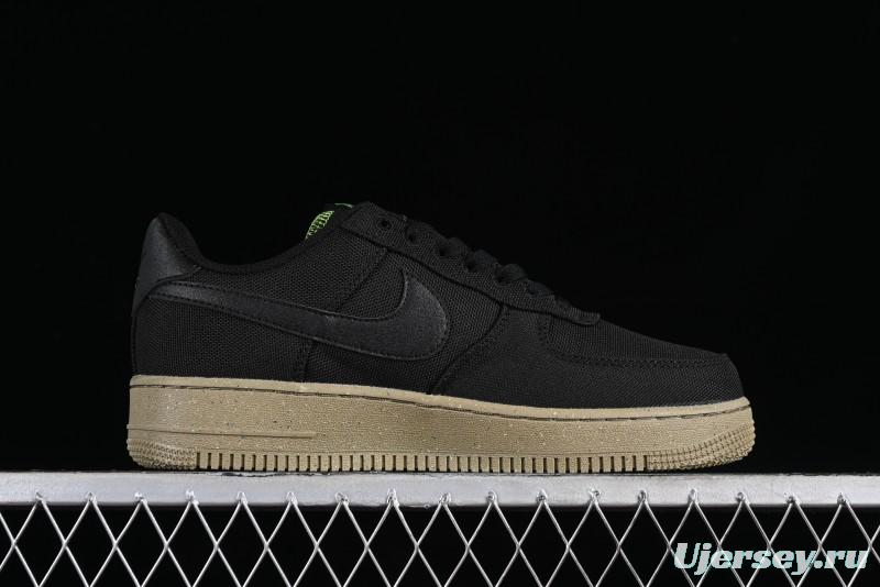 Nike Air Force 1 '07 Low Black Green Canvas Casual Sneakers - FJ4160-001