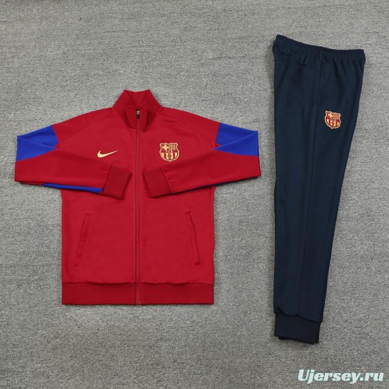 24/25 Barcelona Red Full Zipper Jacket +Long Pants