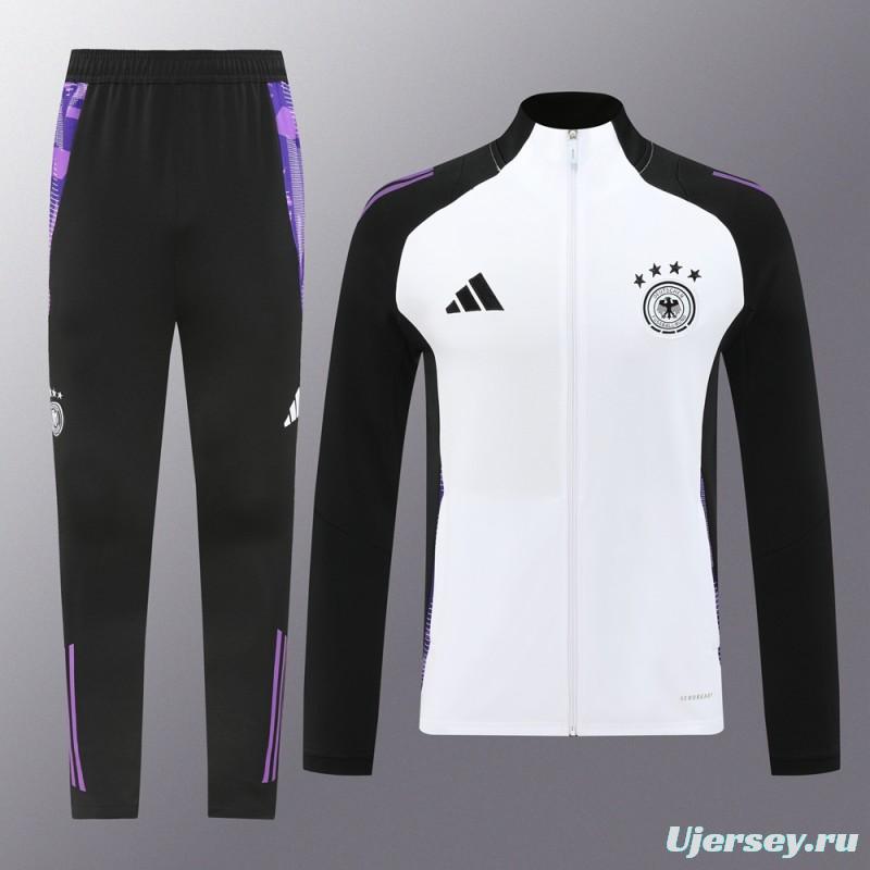 2024 Germany White/Black Full Zipper Jacket +Long Pants