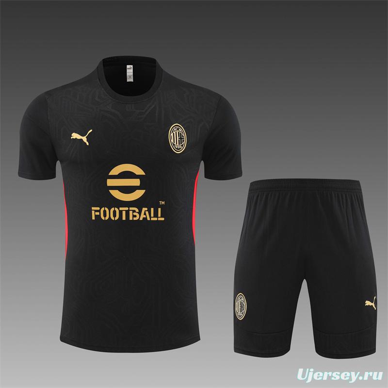 24/25 AC Milan Black Short Sleeve Jersey+Shorts