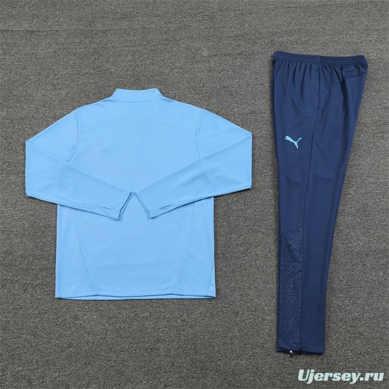 24/25 Manchester City Sky Blue Half Zipper Jacket+Long Pants