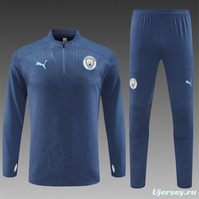 24/25 Manchester City Navy Half Zipper Jacket+Long Pants