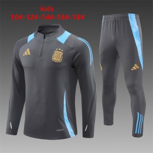 2024 Kids Argentina Grey Half Zipper Jacket+Long Pants