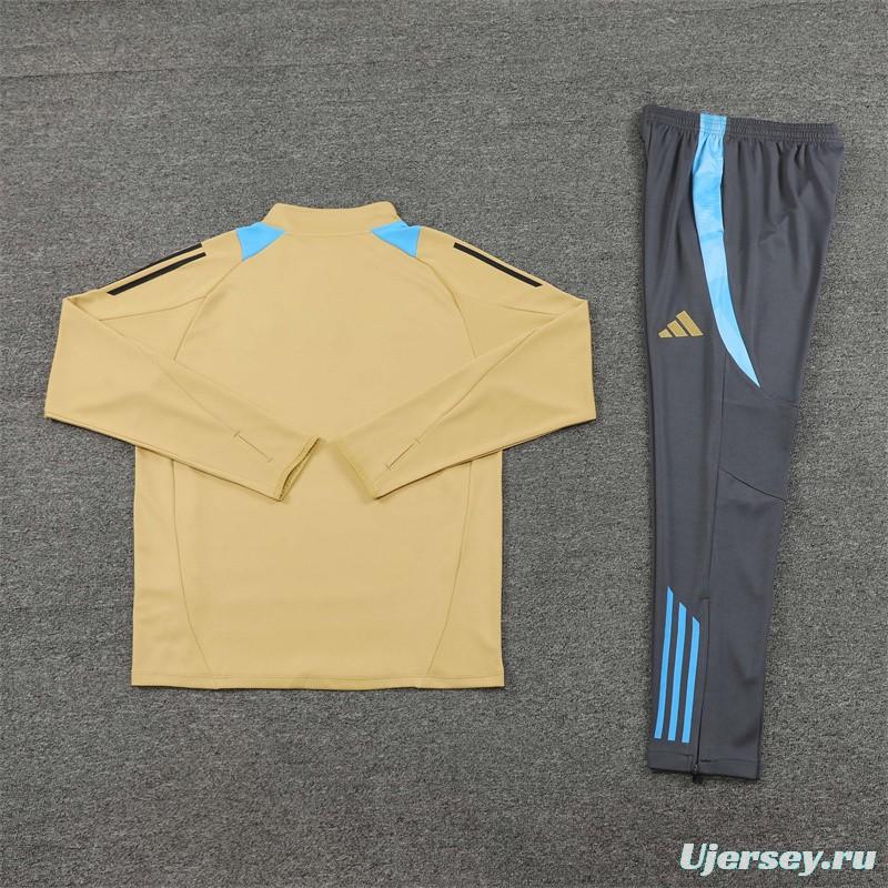 2024 Argentina Golden Half Zipper Jacket+Long Pants