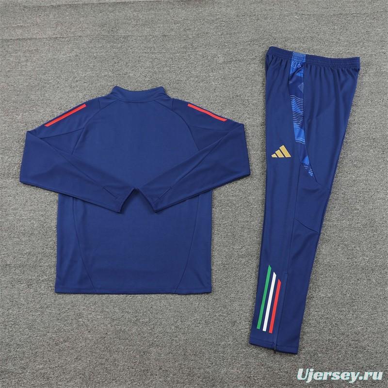 2024 Italy Navy Half Zipper Jacket+Long Pants