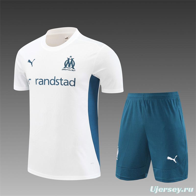 24/25 Olympique Marseille White Short Sleeve Jersey+Shorts