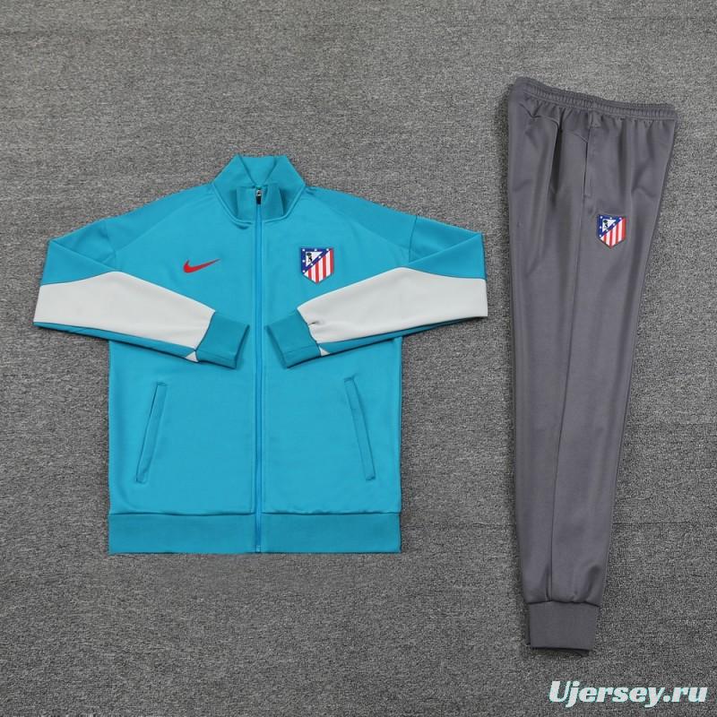 24/25 Atletico Madrid Blue Full Zipper Jacket +Long Pants