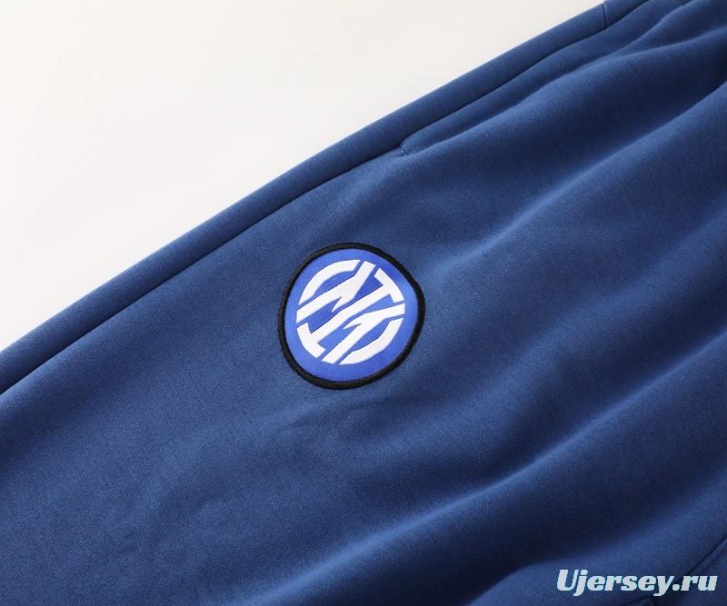 24/25 Inter Milan Blue Hoodie Full Zipper Jacket +Long Pants