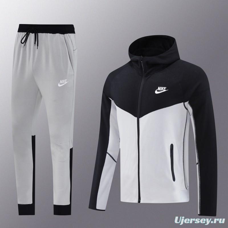 2024 NIKE Sports White/Black Full Zipper Jacket +Long Pants