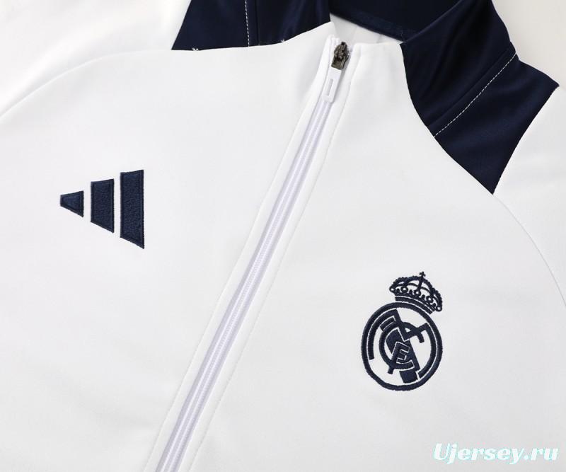 24/25 Real Madrid White Full Zipper Jacket +Long Pants