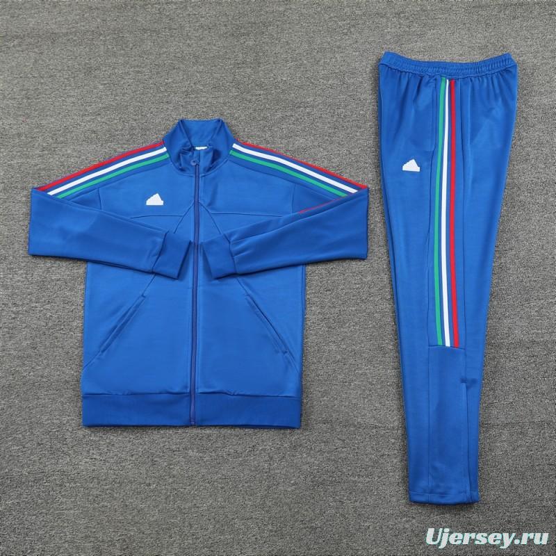 Kids 2024 Adidas Blue Full Zipper Jacket +Long Pants