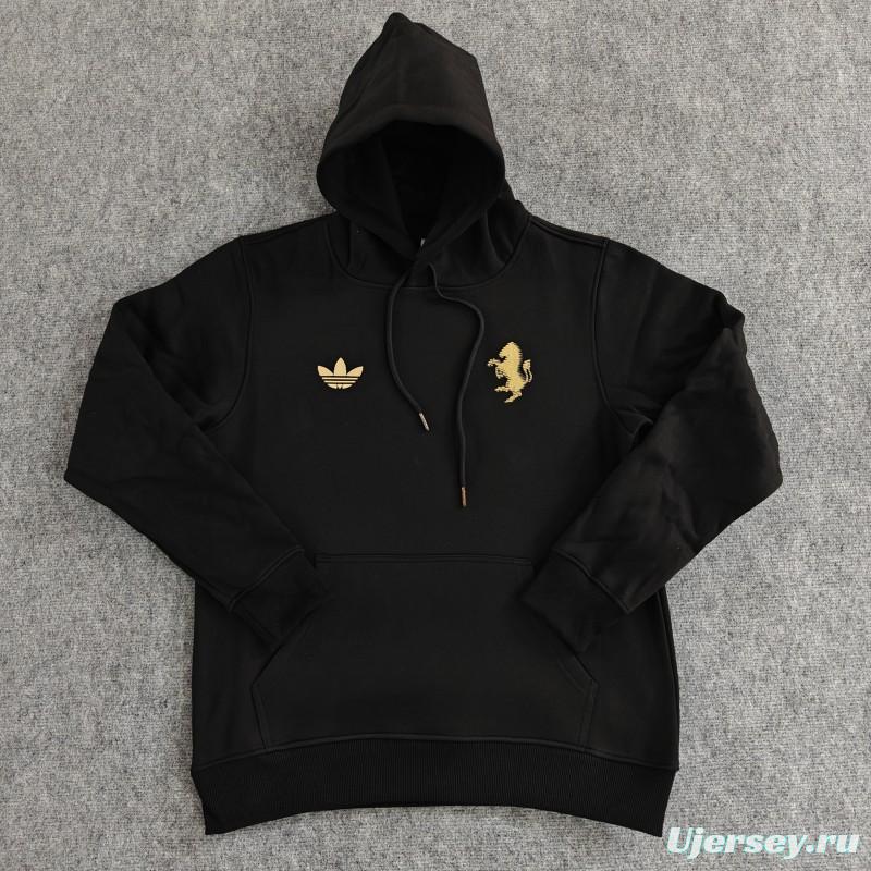 2024 Juventus Black/Navy/Grey/Beige/White Hoodie With Golden Badge