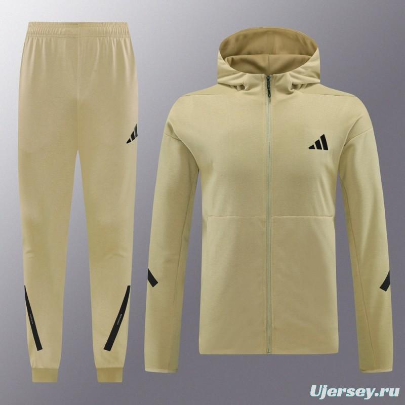 2024 Adidas Yellow Hoodie Full Zipper Jacket +Long Pants