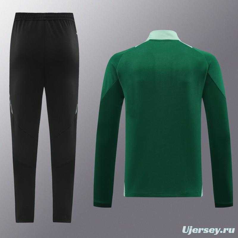 2024 Adidas Green Half Zipper Jacket +Long Pants