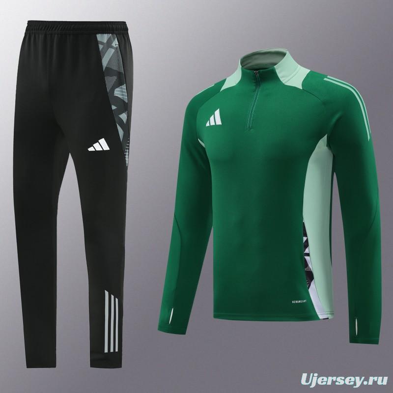 2024 Adidas Green Half Zipper Jacket +Long Pants