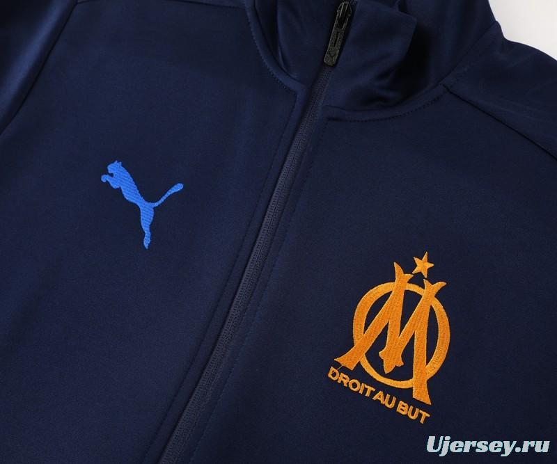 24/25 Olympique Marseille Navy Full Zipper Jacket +Long Pants