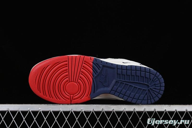 Nike SB Dunk Low LV Collaboration - Beige Red Blue Dual Color Anniversary High-End Custom Low-Top Casual Sneakers - XX2025-333
