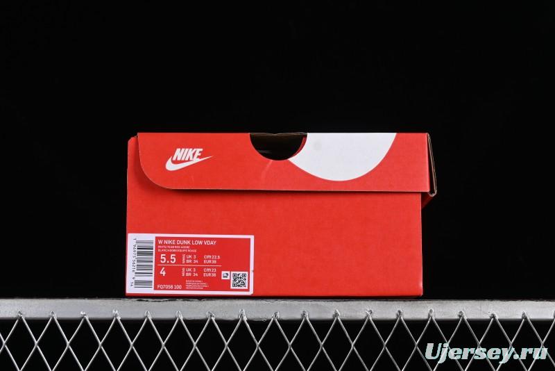 Nike SB Dunk Low Retro Valentine's Day 2024 White Rose Red Skateboarding Shoes - FQ7056-100