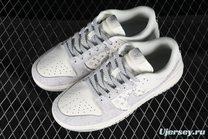 Nike SB Dunk Low LV Collaboration - Beige Denim Anniversary High-End Custom Low-Top Casual Skate Shoes - JH8310-947