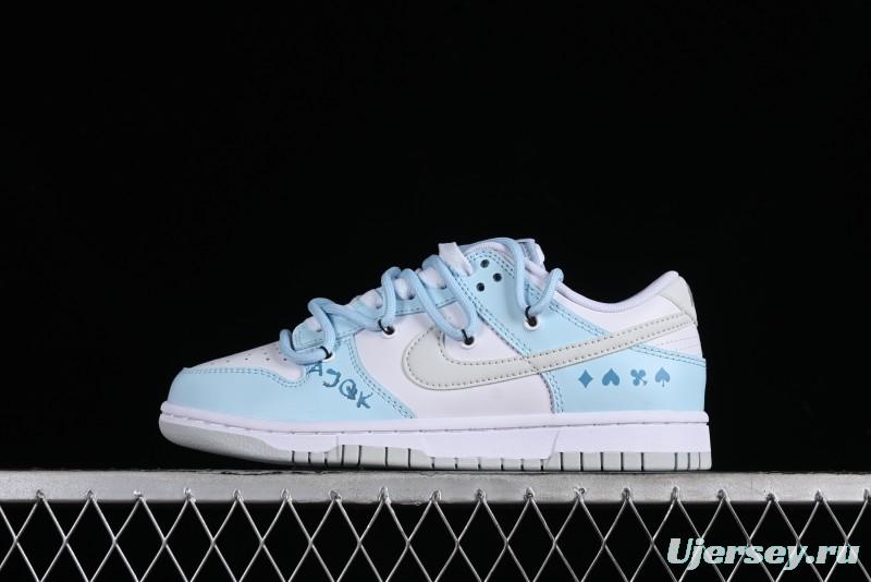 Nike Dunk Low SB Hearts Playing Cards Graffiti North Carolina Blue Casual Skate Shoes - DV0831-101