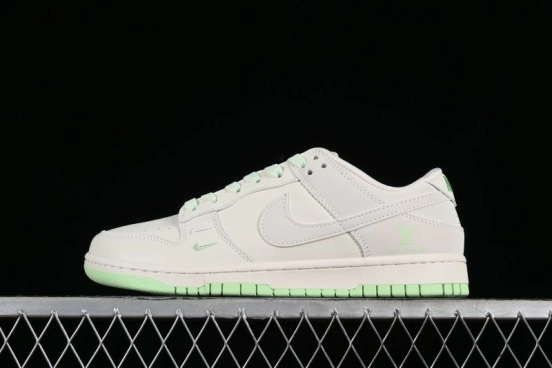 Nike SB Dunk Low LV Collaboration - Double Swoosh Fluorescent Green Anniversary High-End Custom Low-Top Casual Skate Shoes - XX2025-321