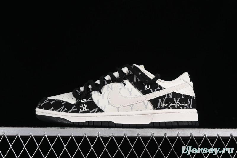 Nike SB Dunk Low MLB Strap Collaboration - Black Denim Print Anniversary Custom Low-Top Casual Sneakers - SJ2068-251