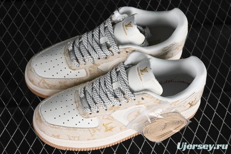 Nike Air Force 1 '07 Low V Collaboration - Khaki Mini Swoosh Low-Top Casual Sneakers - SJ2088-001