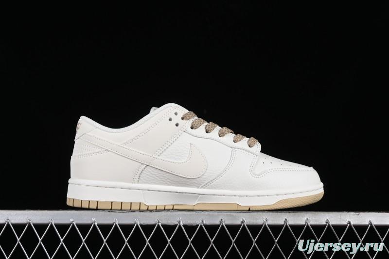 Nike SB Dunk Low Collaboration Three Swooshes Beige Gold Colorway Low-Top Casual Skateboarding Shoes - NK5639-326