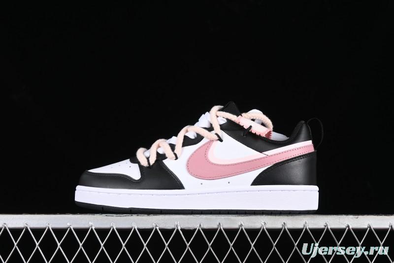 Nike Court Borough Low 2 Retro Casual Sneakers in Dark Pink and Black - BQ5448-115