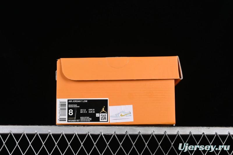 Nike Air Jordan 1 Low Stussy Collaboration - Blue Gold Custom High-End Basketball Shoes - WG8850-007