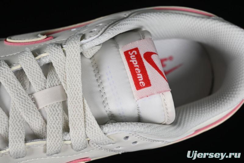 Nike SB Dunk Low Supreme Collaboration - Beige Red Mini Swoosh Anniversary Custom Low-Top Casual Skate Shoes - DJ2024-004