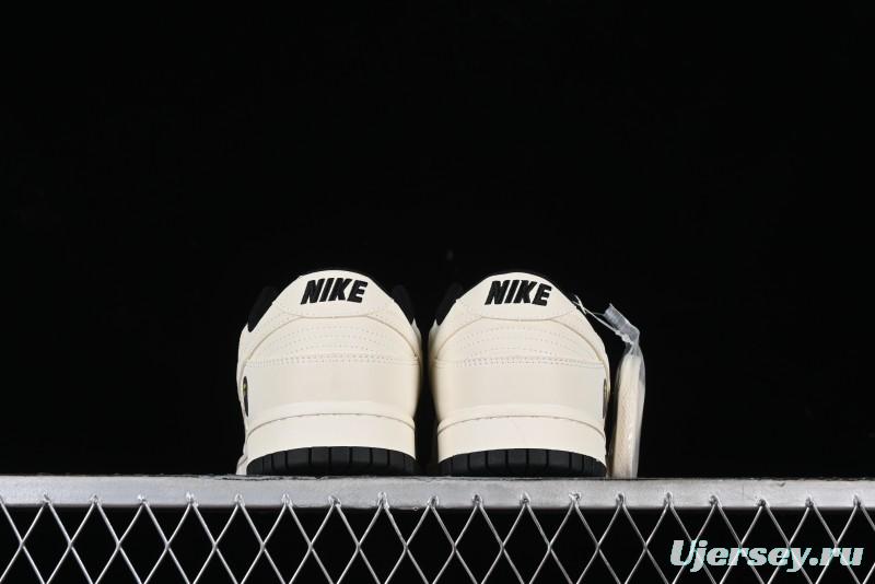 Nike SB Dunk Low BAPE Collaboration - Off-White Black Swoosh Anniversary Custom Low-Top Casual Skate Shoes - XD6188-037