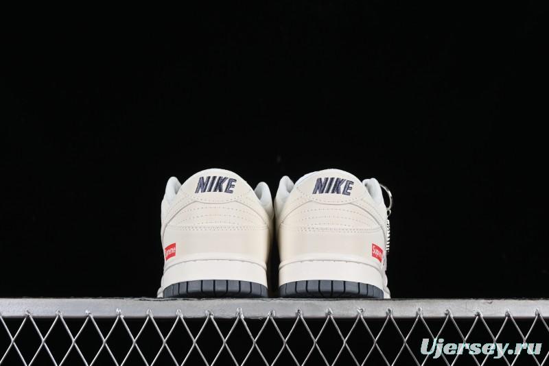 Nike SB Dunk Low Supreme Collaboration - Double Swoosh Anniversary Customized Low-Top Casual Sneakers - BB8675-105