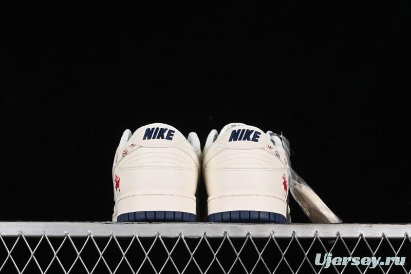 Nike SB Dunk Low Stussy Collaboration - Off White Floral Swoosh Anniversary High-End Custom Low-Top Casual Skate Shoes - XY1688-001