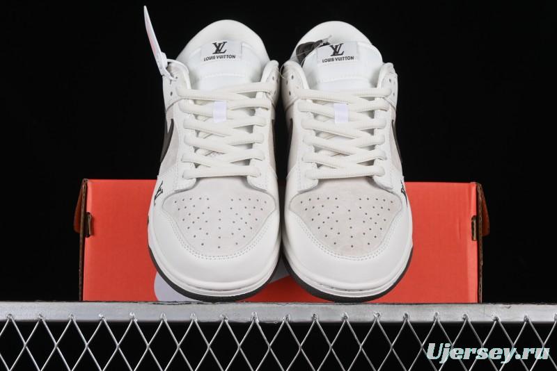 Nike SB Dunk Low LV Collaboration Anniversary Edition Premium Custom Suede Brown Swoosh Low-Top Casual Skate Shoes - LV6188-001