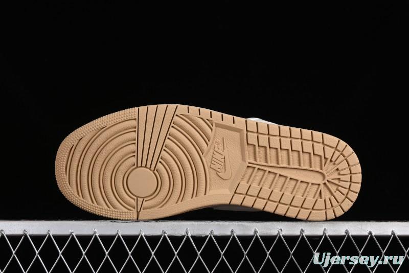 Nike Air Jordan 1 Low LV Collaboration Denim Khaki Customized Casual Sneakers - SJ9950-002