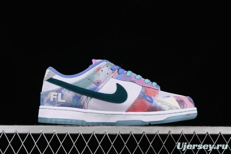 Nike Futura x Dunk Low Pro SB Skate Shoes with Tie-Dye Design - HF6061-400