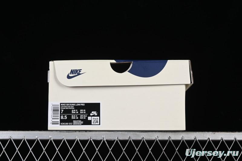 Nike SB Dunk Low Lightning Collaboration - Off White Navy Blue Small Blue Swoosh Anniversary High-End Custom Low-Top Casual Sneakers - XD1688-032